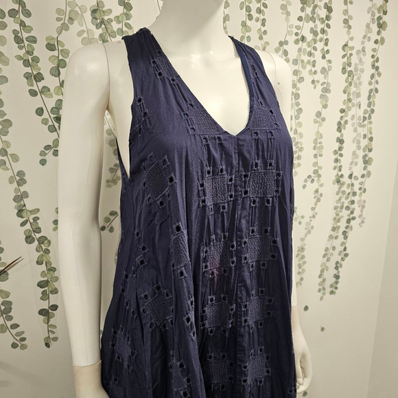 Thakoon Collective Navy Eyelet Shift Dress Sz M - Picture 5 of 12